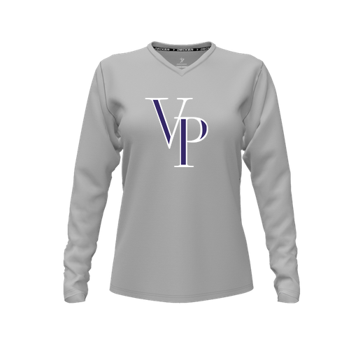 [FTLVCFGY-FYXS-LOGO3] Comfort T-Shirt (Female Youth XS, Gray, V Neck, Logo 3, Long Sleeve)