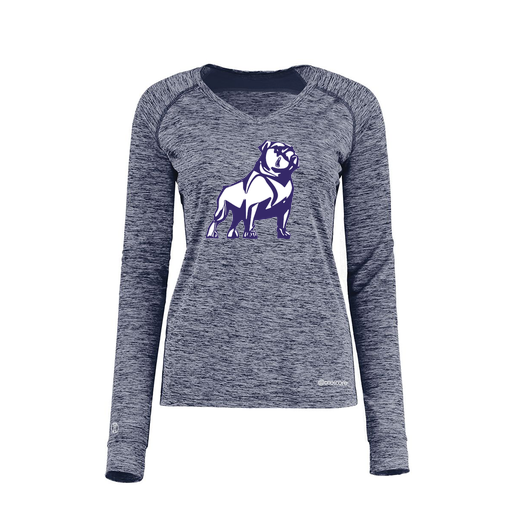 [222770.U22.XS-LOGO2] Ladies Electric Long Sleeve Shirt (Female Adult XS, Navy, Logo 2)