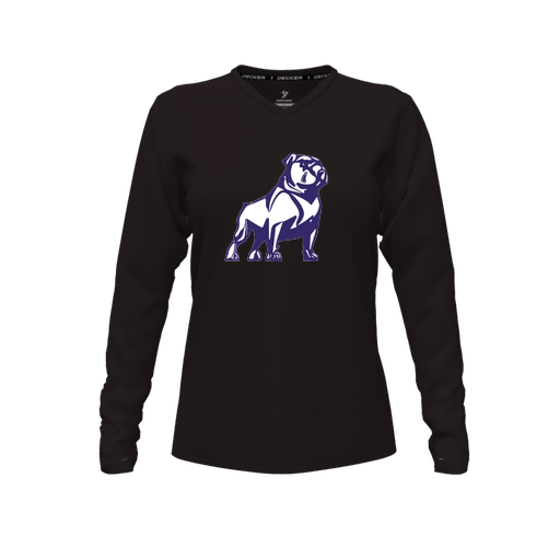 [CUS-DFW-TEES-CMF-VNK-LSL-BLK-FYXS-LOGO2] Comfort T-Shirt (Female Youth XS, Black, V Neck, Logo 2, Long Sleeve)