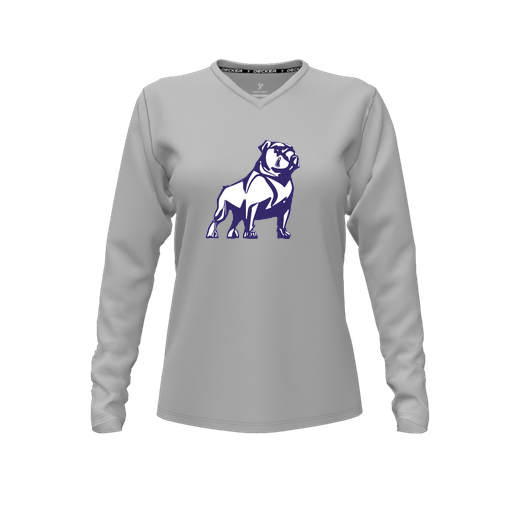 [FTLVCFGY-FYXS-LOGO2] Decker Comfort T-Shirt (Female Youth XS, Gray, V Neck, Logo 2, Long Sleeve)