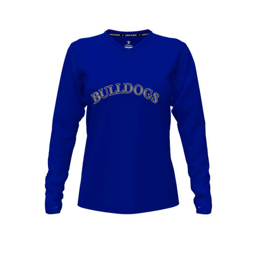 [FTLVPTRY-FYXS-LOGO1] Decker Performance T-Shirt (Female Youth XS, Royal, V Neck, Logo 1, Long Sleeve)