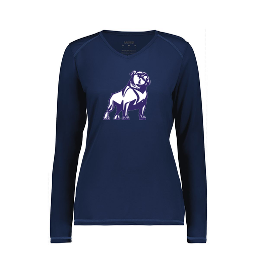 [6847.065.XS-LOGO2] Women's SoftTouch Long Sleeve (Female Adult XS, Navy, Logo 2)