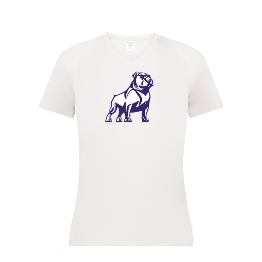 [2792.005.XS-LOGO2] Ladies Smooth Sport V-Neck T-Shirt (Female Adult XS, White, Logo 2)