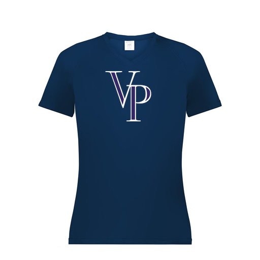 [2792.065.XS-LOGO3] Ladies Smooth Sport V-Neck T-Shirt (Female Adult XS, Navy, Logo 3)