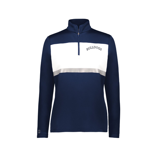 [222791.301.XS-LOGO1] Ladies Bold 1/4 Zip Pullover (Female Adult XS, Navy, Logo 1)