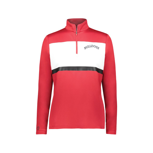 [222791.408.XS-LOGO1] Ladies Bold 1/4 Zip Pullover (Female Adult XS, Red, Logo 1)