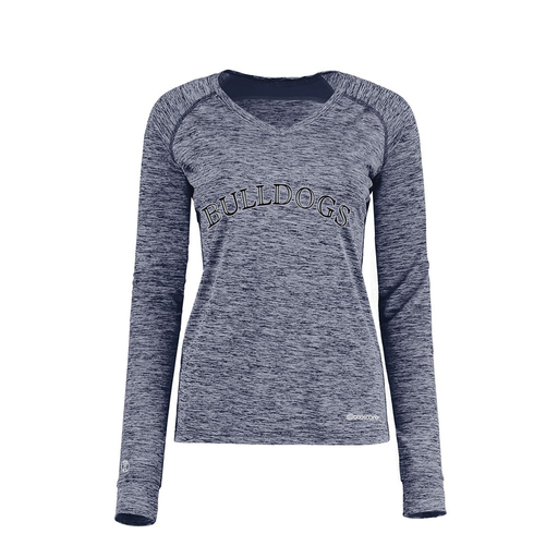 [222770.U22.XS-LOGO1] Ladies Electric Long Sleeve Shirt (Female Adult XS, Navy, Logo 1)