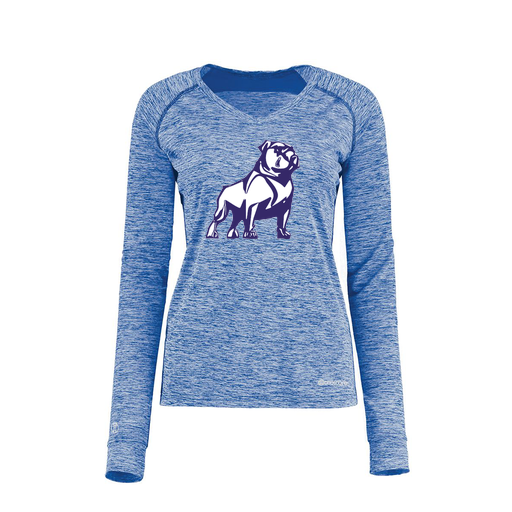 [222770.U55.XS-LOGO2] Ladies Electric Long Sleeve Shirt (Female Adult XS, Royal, Logo 2)