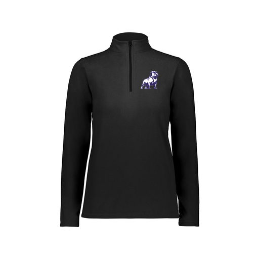 [6864.080.XS-LOGO2] Ladies MicroFleece 1/4 Zip Pullover (Female Adult XS, Black, Logo 2)