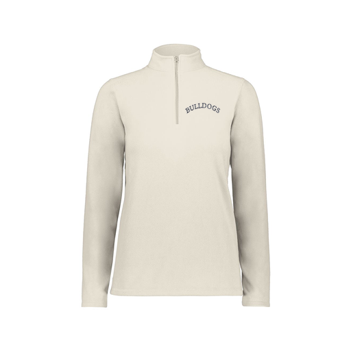 [6864.53T.XS-LOGO1] Ladies MicroFleece 1/4 Zip Pullover (Female Adult XS, White, Logo 1)