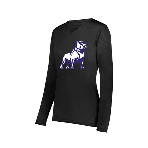 [222824.080.S-LOGO2] Ladies LS Smooth Sport Shirt (Female Adult S, Black, Logo 2)