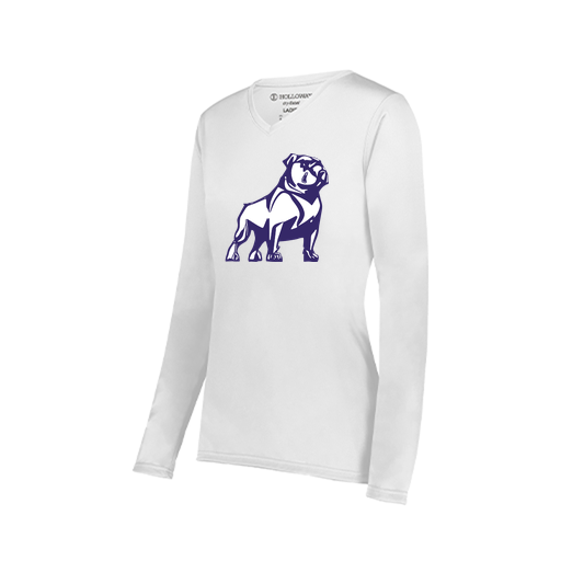 [222824.005.S-LOGO2] Ladies LS Smooth Sport Shirt (Female Adult S, White, Logo 2)